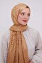 Gold Large Floral Patterned Deluxe Devore Shawl - 2