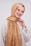 Gold Large Floral Patterned Deluxe Devore Shawl - 3
