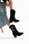 Beri̇mona Black Stone-Embellished Calf Suede 6 cm Heel Dallas Boots Bottie - 3