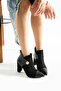 Layla Black Suede 7 cm Heel Button Detail Zippered Boots Bottie - 2
