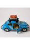 Classic Light and Sound Metal Car - Retro Beetle with Blue Suitcase - 15 cm - 5