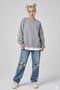 Plain Gray Melange Medium Thickness Fabric Oversized Unisex Long Sleeve - 2