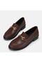 Large size women's genuine leather loafer 41-42-43-44 brown - 2