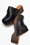 Sylive women's genuine leather clog slippers - black - 8