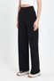 Women's Black High Waist Pocket Palazzo Wide Leg Crepe Fabric Casual Trousers Sweatpants