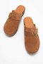 Sylive women's genuine leather clog slippers - tan suede - 7