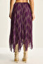 Women's Eggplant Plaid Patterned Wrinkle Effect Lined Midi Chiffon Skirt De251105 60283760 - 7