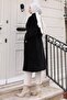 Brooch Detailed Coat Black 19279 - 4