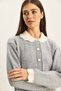 Women's Gray Knitted Baby Collar Sleeve Detailed Knitwear Cardigan Th251054 60283768