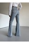 Women's Flared High Waist L Stretch Fabric Casual Snow Washed Pants Jean - 5