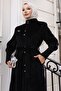 Brooch Detailed Coat Black 19279 - 2