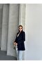Women's Buttoned Blazer Jacket with Waist Tie