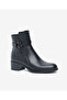 Women's Black Genuine Leather Heeled Boots 5K2Ub59301 - 2