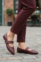 Burgundy Leather Belted Lightweight Flexible Women's Ballerinas 209166 Z - 3