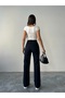 Women's Laser Cut Boyfriend Jeans with Wide Legs - 4