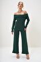 Walnut Green Madonna Collar Camisole Blouse and Trousers Set Alc-X13060 - 5