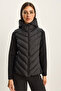 Women's Black Hooded Zippered Garnished Slim Fit Puffer Coat 1123 60283816 - 5