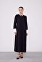 Black Sleeves Chiffon Pleated Dress