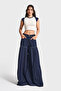 Women's Indigo Color 7w5-50 Elephant Leg Fit Super Loose Fit Viscose Fabric Design Denim Jeans - 4