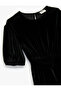 Balloon Sleeve Crew Neck Velvet Jumpsuit - 3