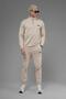 Unisex Regular Fit Mock Neck Half Zip Interlock Pique Sweatshirt - Beige - 5
