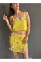 Hand Knitted Skirt Bustier Floral Yellow Women's Set - 3
