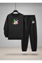 Children's Crew Neck Sweatshirt and Sweatpants Set Space Ship Travel Ba Printed Threaded Raised Letters