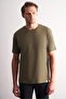 Khaki Crew Neck Short Sleeve Slim Fit Cotton T-Shirt 1011255106 - 3