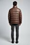 Men's Leather Textured Brown Puffer Jacket - 3