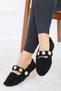 Women's Pearl and Tuğra Detailed Plush Ballerinas - 2