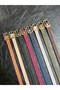 8-Piece Glint Rectangular Pattern Suede Women's Gold Buckle Belt Jacket Belt Dress Belt Trouser Belt - 2