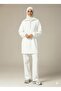 3 İplik Ş Fleece-Lined White O Oversized Zippered Tunic Sweatshirt - Casual Sportswear - 2