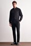 Black Side Pocket Open Leg Flexible Slim Fit Classic Classic Trousers 1003255163
