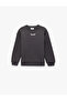 Long Sleeve Crew Neck Printed Raised Sweatshirt