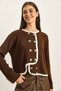 Women's Bitter Brown Gold Button Detailed Asymmetrical Cut Knitwear Cardigan 60285004 - 2