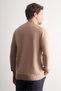 Beige Half Turtleneck Long Sleeve Pocketless Comfort Fit Casual Cotton Knitwear Sweater 1012255203 - 5