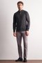 Men's Dark Anthracite Stand Collar Long Sleeve Pocketless Slim Fit Casual Cotton Knitwear Sweater 1012255108 - 2