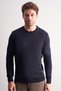Navy Blue Crew Neck Long Sleeve Pocketless Comfort Fit Cotton Knitwear Sweater 1012255220