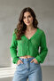 Women's Lace-Up Front Perforated Knit Cardigan - 2