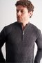 Men's Dark Anthracite Stand Collar Long Sleeve Pocketless Slim Fit Casual Cotton Knitwear Sweater 1012255108 - 4