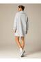 3 İplik Ş Fleece-Lined Gray O Oversized Zippered Tunic Sweatshirt - Casual Sportswear - 5