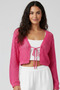 Women's Lace-Up Front Perforated Knit Cardigan - 2