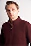 Burgundy Long Sleeve High Neck Plain Cotton Comfort Fit Sweatshirt 1013255151 - 4