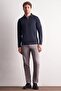 Navy Blue Long Sleeve Zippered Collar Without Pockets Slim Fit Knitwear 1012255150 - 2