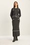 Women's Anthracite Gold Button Detailed Long Skirt Knitwear Top and Bottom Set 60285002 - 2