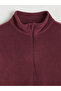 Claret Red Mock Neck Women's Fleece Sweatshirt - 2