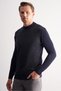 Navy Blue Half Turtleneck Long Sleeve Pocketless Comfort Fit Cotton Knitwear Sweater 1012255219 - 3