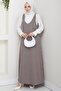 Goose Feet Pattern Gilet Dress Brown Hm2865