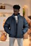 Oversized (Loose Cut) Mock Neck Zipper Closure Inflatable Jacket - 3