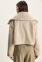 Women's Beige Wide Collar Pocket Detailed Lined Embroidered Cashmere Crop Coat 0211 60283819 - 8